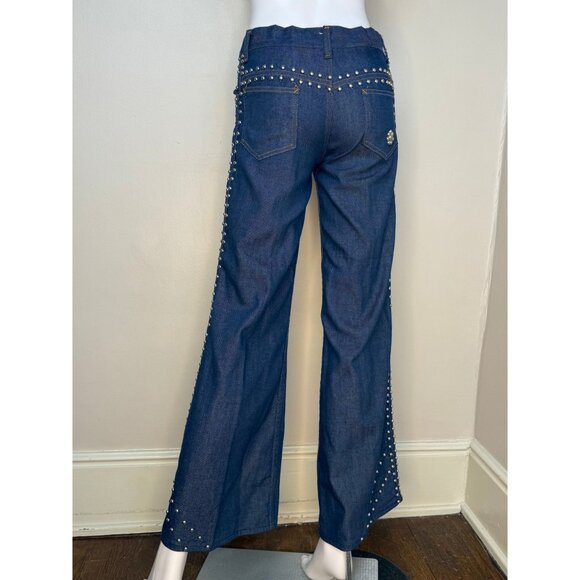 Vintage 1970s Flare Leg Studded Jeans, The Lemon Frog Shop, Sears, 29x30.5, Low - Picture 2 of 8